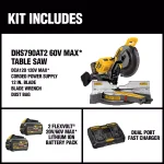 DEWALT FLEXVOLT 12 in. Brushless Sliding Compound Miter Saw Kit with (2) 6.0 Ah Batteries and AC Adapter thumbnail 2
