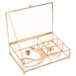 Home Details Vintage 4-Compartment Gold Glass Keepsake Box thumbnail 3