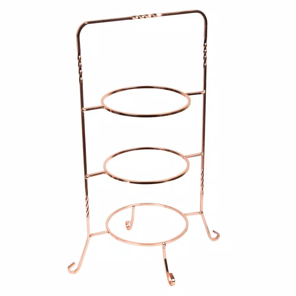 Creative Home 3-Tier Copper Plated Cake Stand & Dessert Display Rack, Handcrafted Iron Tiered Serving Tray