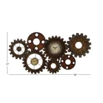 LITTON LANE 17 x 34 in. Rustic Industrial Gears Wall Clock, Distressed Iron Finish thumbnail 6