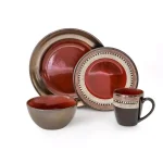 Over and Back Mayflower 16-Piece Red Porcelain Dinnerware Set, Service for 4 thumbnail 1