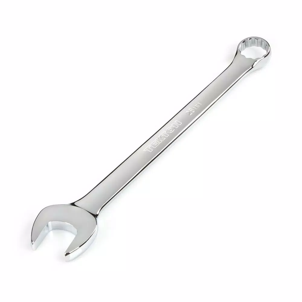 TEKTON 28 mm Combination Wrench, 12-Point Box End, Chrome Vanadium Steel