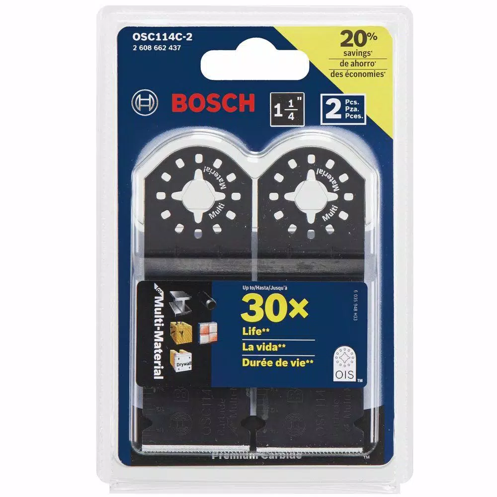 Bosch 1-1/4 in. Carbide-Tooth Oscillating Tool Plunge Cut Blades for Wood and Metal (2-Pack)