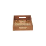 LITTON LANE Rustic Brown Wood Decorative Trays with Gold Geometric Patterns, Set of 2 thumbnail 5