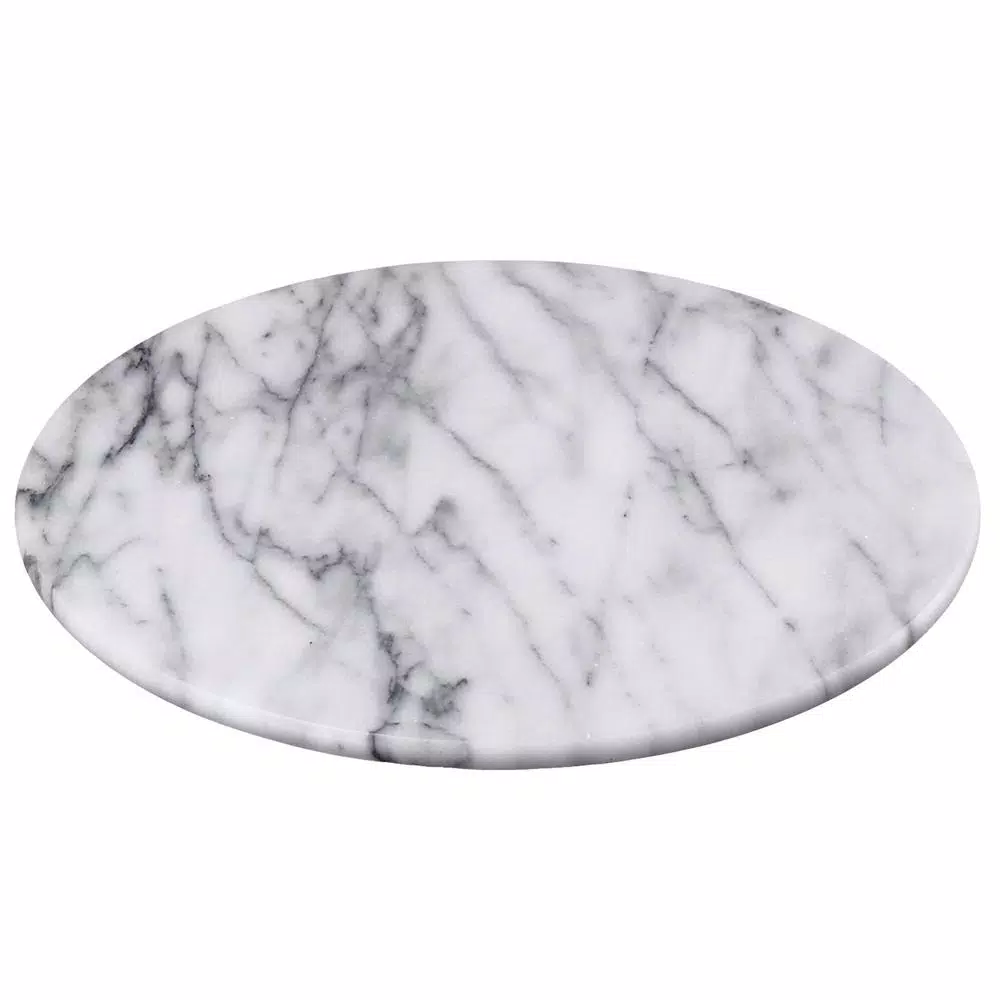 Creative Home 12 in. Natural Off-White Marble Round Serving Board for Cheese, Dessert, and Cake