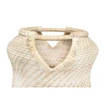 3R Studios White Handwoven Rattan Decorative Basket - Round Wicker Storage Container thumbnail 5
