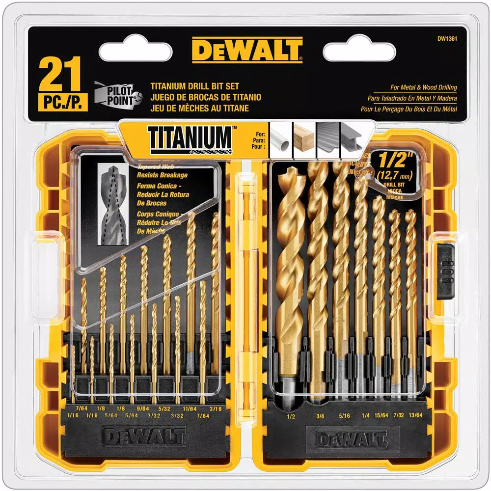 DEWALT Titanium Pilot Point Drill Bit Set (21-Piece) with MaxFit Screwdriving Set (45-Piece) - 66 Piece Total