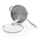 Chantal Induction 21 Steel 11.5 in. Stainless Steel Saute Skillet with Glass Lid, Brushed Stainless Steel thumbnail 3