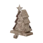Glitzhome 7.5 in. Marquee LED Christmas Tree Stocking Holder - Wooden & Metal Holiday Decor thumbnail 7
