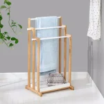 Honey-Can-Do 3-Tier Bamboo and White Freestanding Bathroom Towel Rack thumbnail 2