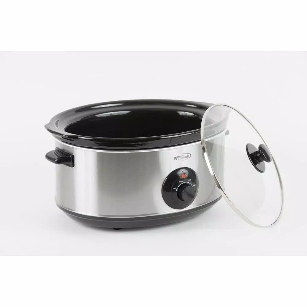 PREMIUM 7 Qt. Stainless Steel Slow Cooker with Keep Warm Setting, Oval