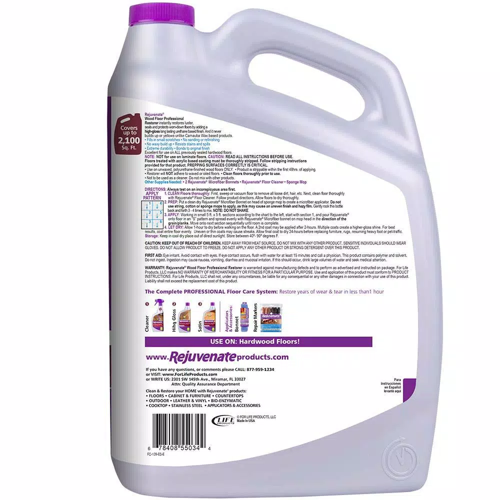 Rejuvenate Professional High Gloss Wood Floor Restorer, 128 oz.