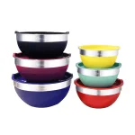 Elite Gourmet 12-Piece Stainless Steel Colored Mixing Bowl Set with Lids thumbnail 1