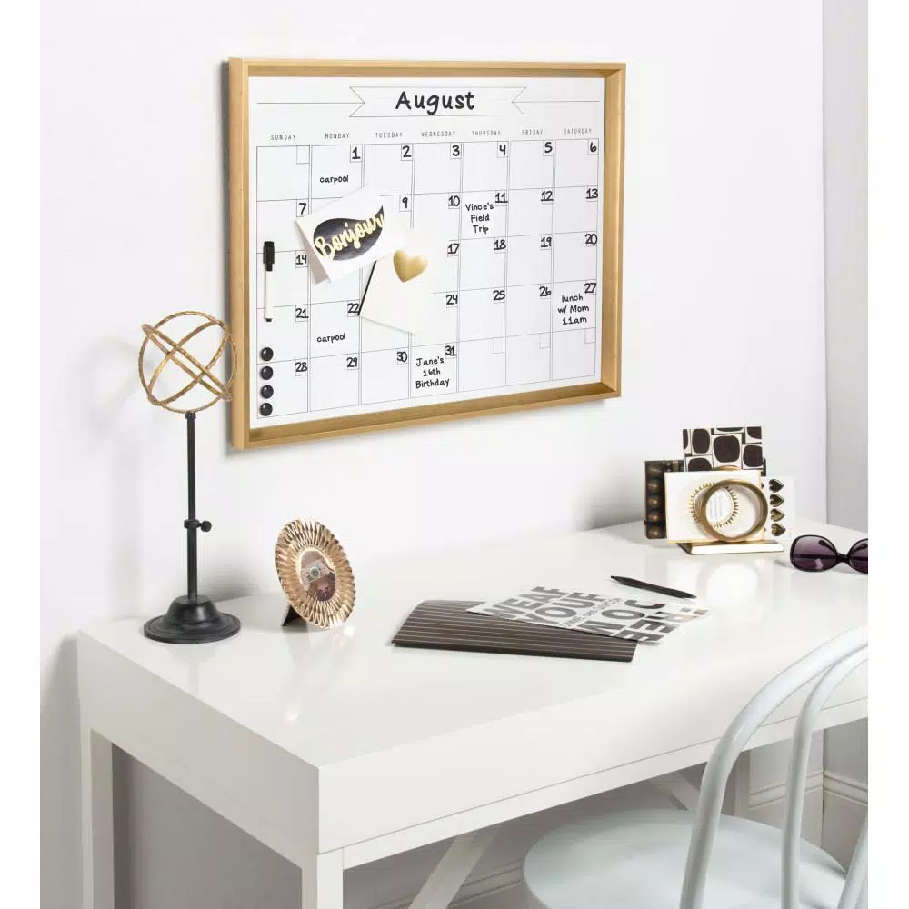 DesignOvation Calter Modern Framed Magnetic Dry Erase Monthly Calendar Wall Organizer