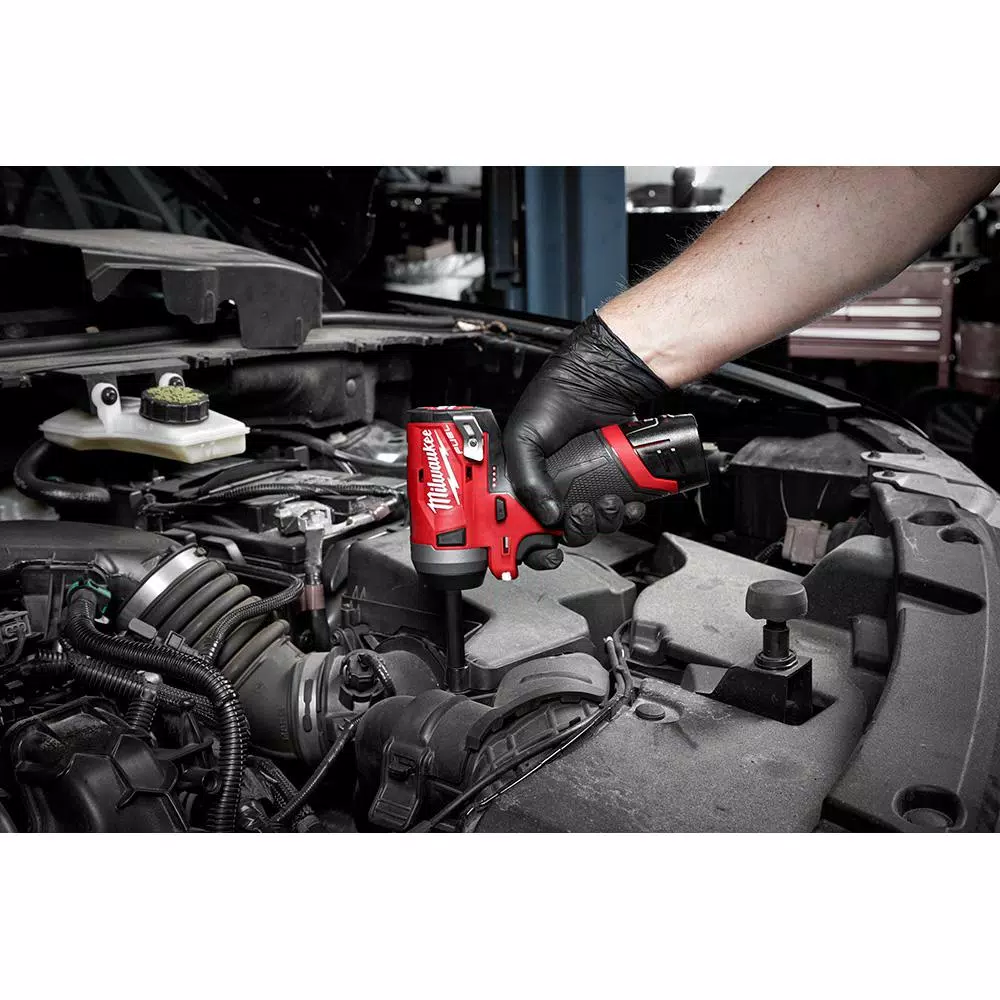 Milwaukee M12 FUEL 12V Brushless 1/4 in. Stubby Impact Wrench with 2.0 Ah Battery