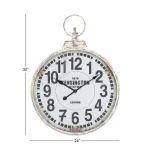 LITTON LANE 32 in. London Inspired Antique Round Wall Clock - Distressed White Metal Farmhouse Decor thumbnail 7