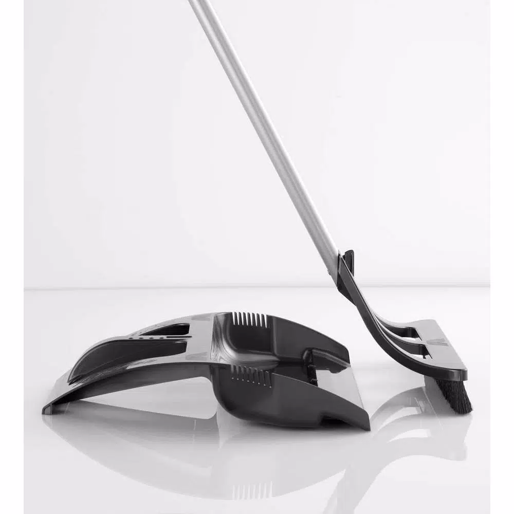 WISP 3-Piece Broom and Dustpan Set with Telescoping Handle and Bristle Seal Technology - Gray