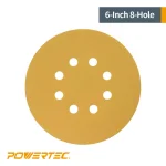 POWERTEC 6 in. 100-Grit Hook and Loop Sanding Discs, 8-Hole, Gold (50-Pack) thumbnail 3