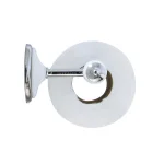 MODONA ARORA Toilet Paper Holder - White Porcelain & Polished Chrome Stainless Steel Roller thumbnail 5