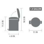 Brabantia Icon 1.3 Gal. White Steel Step-On Trash Can with Soft-Close Lid thumbnail 6