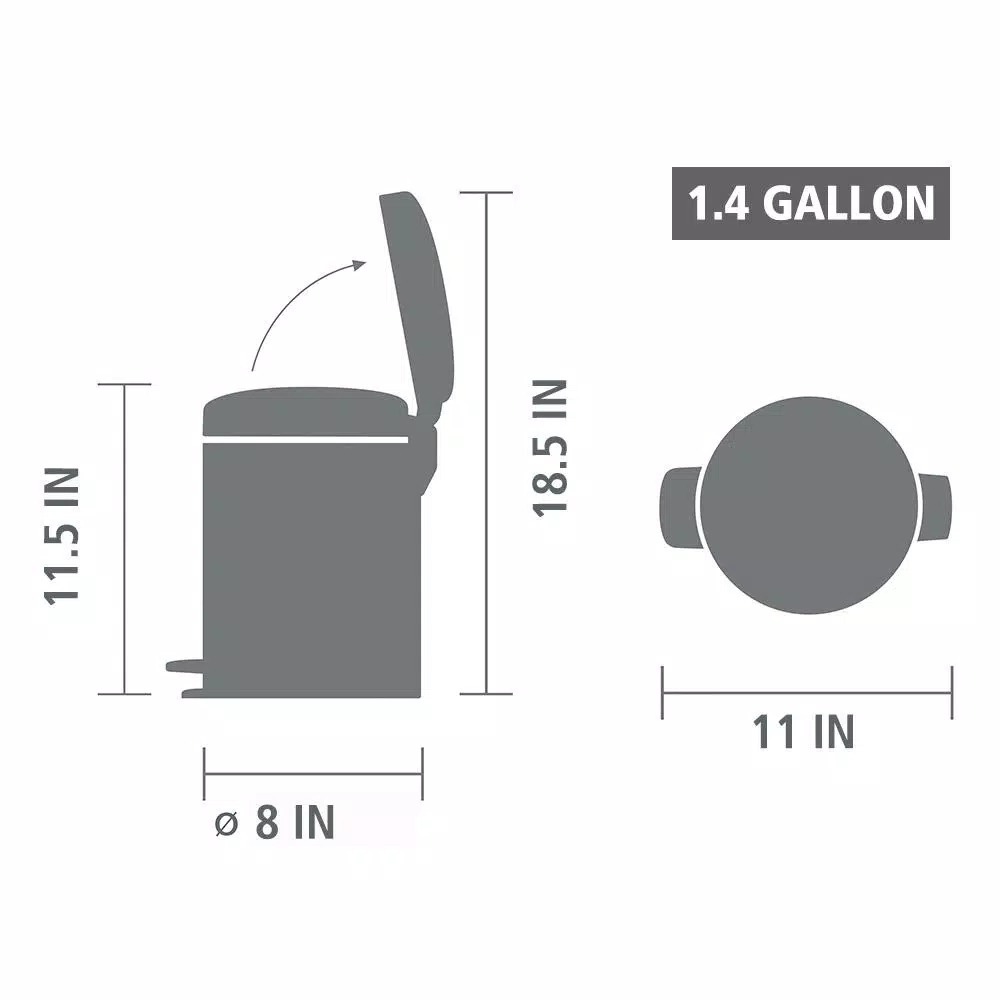 Brabantia Icon 1.3 Gal. White Steel Step-On Trash Can with Soft-Close Lid