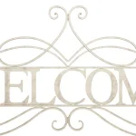Lavish Home Welcome Decorative Rustic Metal Cutout Wall Sign, Distressed White thumbnail 6