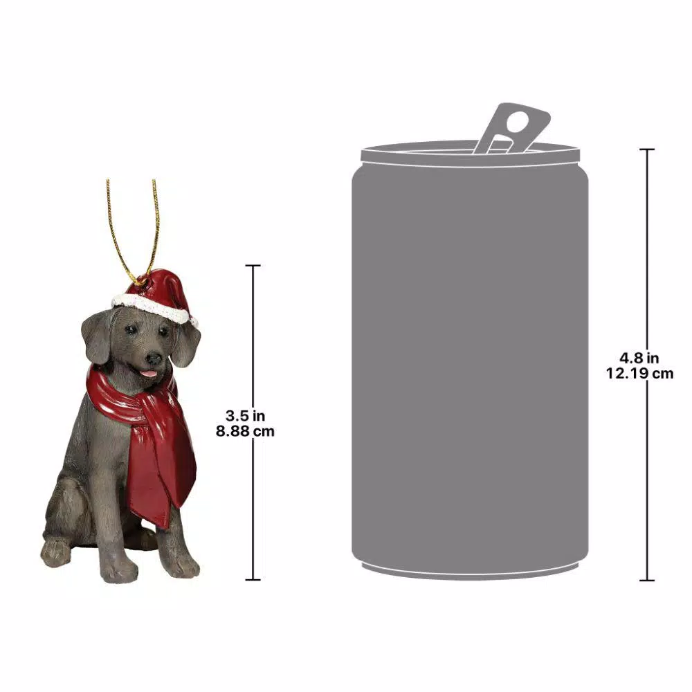 Design Toscano Weimaraner Holiday Dog Ornament Sculpture, Hand-Painted Resin