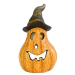 National Tree Company 8 in. Lighted Jack-O-Lantern Halloween Decoration with Witch Hat and Color-Changing LED Lights thumbnail 2