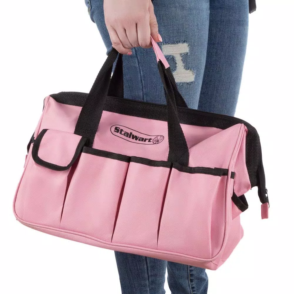 Stalwart 123-Piece Heat Treated Pink Tool Set with 600D Oxford Cloth Carrying Bag