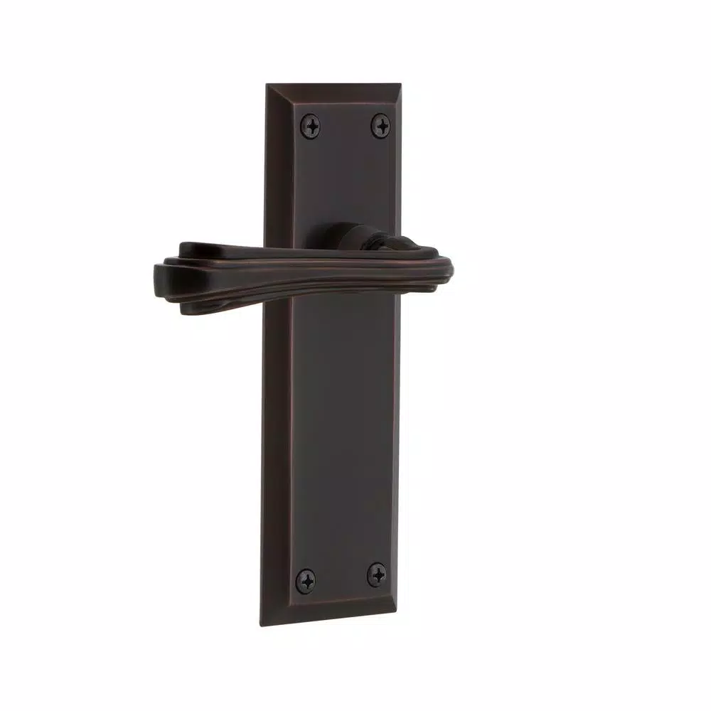Nostalgic Warehouse Fleur Double Dummy Lever with New York Plate in Timeless Bronze