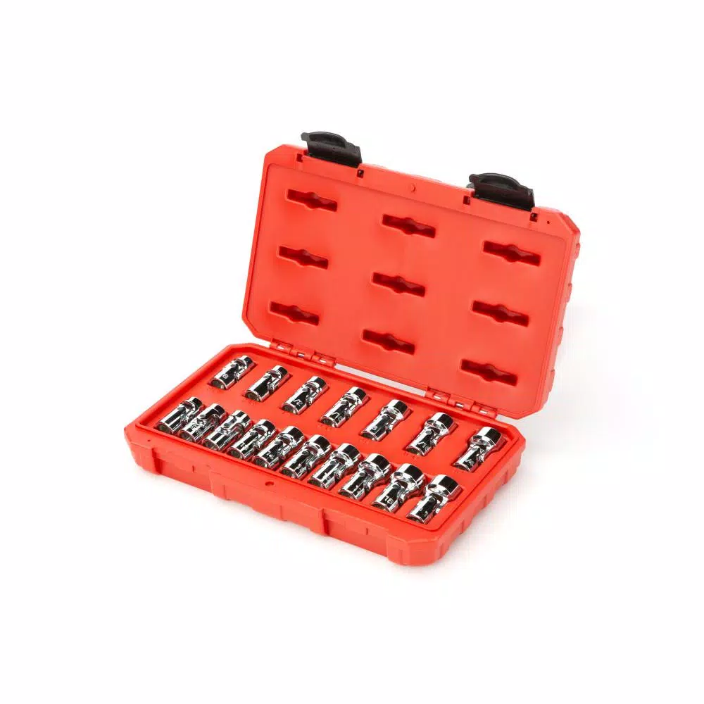 TEKTON 3/8 in. Drive Universal Joint Socket Set, 17-Piece 6-Point SAE & Metric