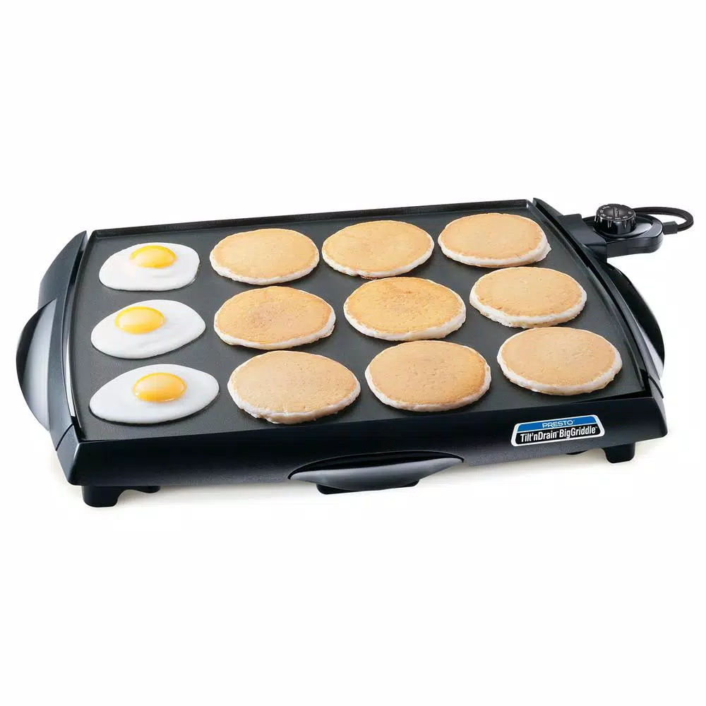 Presto Tilt 'n Drain 285 sq. in. Non-Stick Electric Griddle, Black