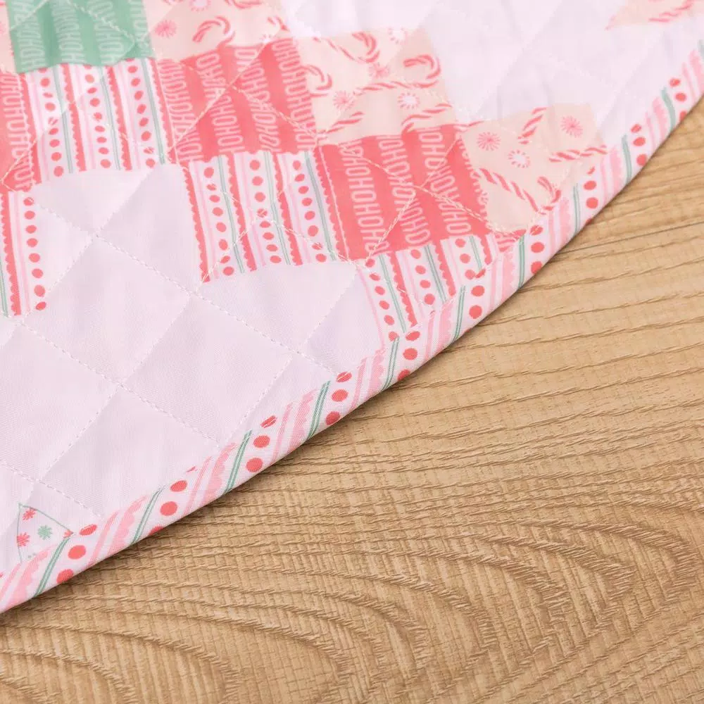 Country Living 48 in. Retro Star Quilted Tree Skirt, Reversible Blush Pink Microfiber