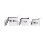 3R Studios 3-Piece White Metal Kitchen Canister Set with Coffee, Tea, and Sugar Labels thumbnail 2