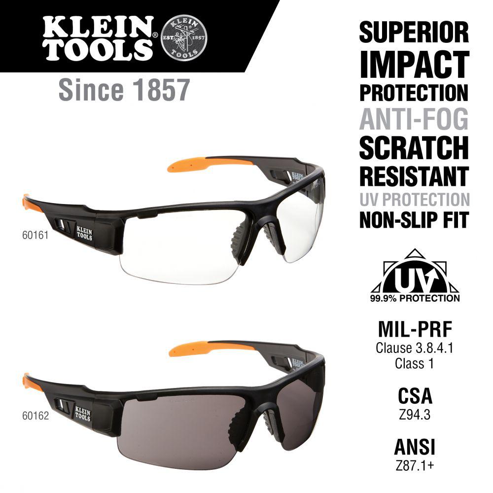 Klein Tools PRO Safety Glasses, Wide Lens, Clear, 2-Pack