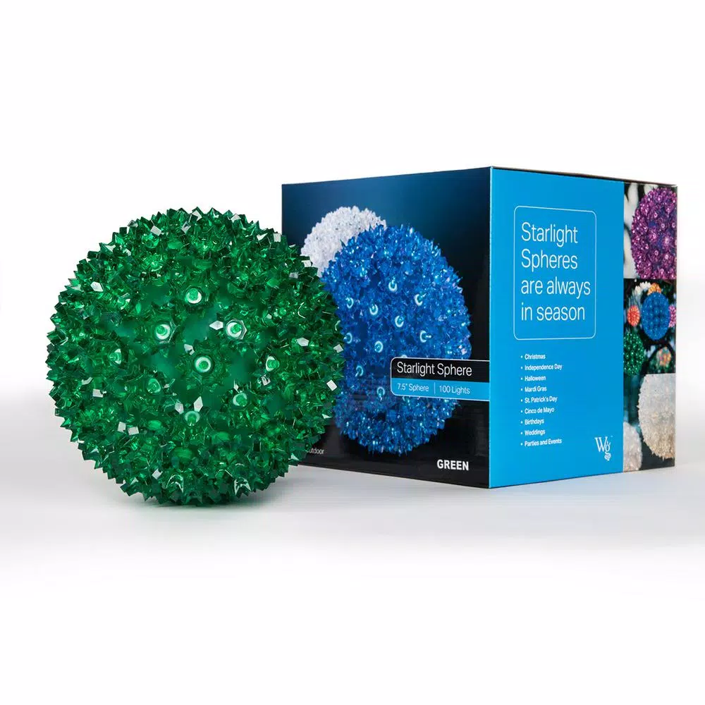 Wintergreen Lighting 7.5 in. 120-Light Green LED Decorative Starlight Sphere