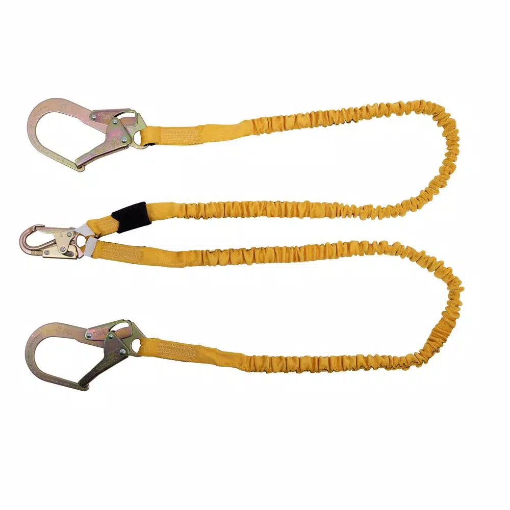 Werner SoftCoil 6 ft. Twin Leg Lanyard with Energy Absorbing Inner Core and Rebar Hooks