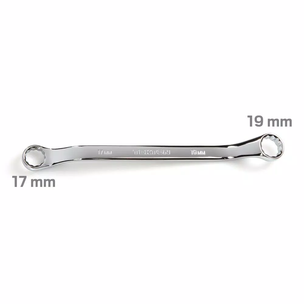TEKTON 17 mm x 19 mm 45° Offset Double Box End Wrench, Chrome Vanadium Steel