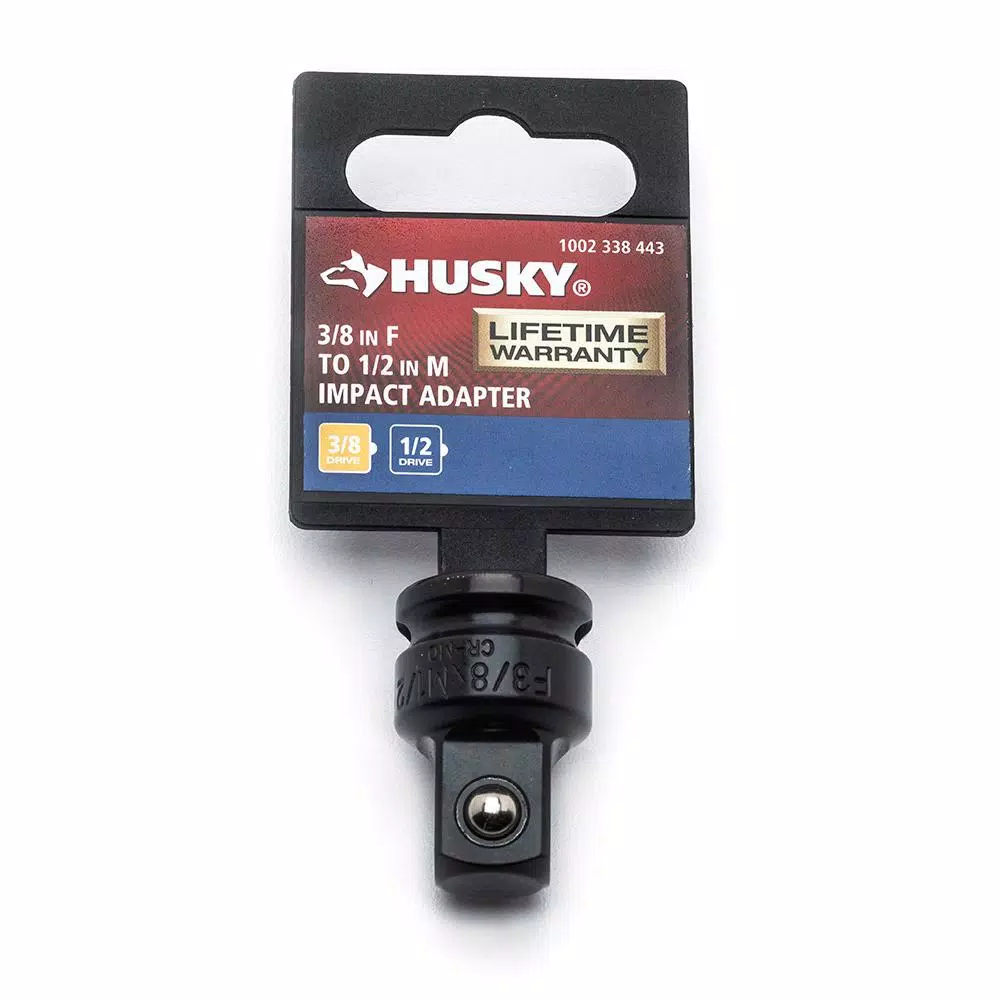 Husky 3/8 in. Female to 1/2 in. Male Drive Impact Adapter, Cr-Mo Steel