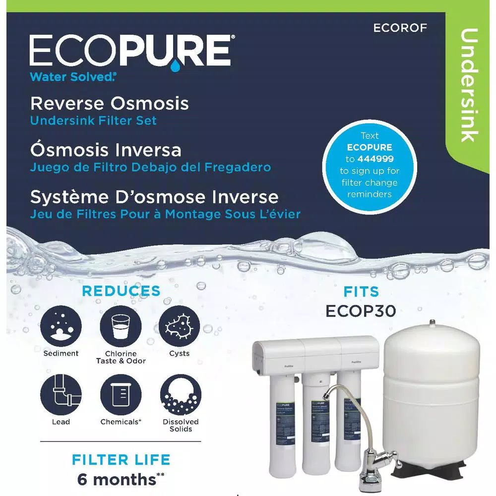 EcoPure Replacement Water Filter Pack for ECOP30 Reverse Osmosis Systems