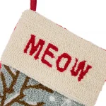 Glitzhome Handmade Hooked Cat Christmas Stocking, 20 in. Holiday Decor thumbnail 5