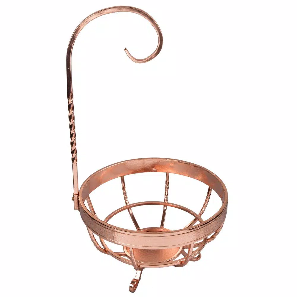 Creative Home Deluxe Copper Plated Wrought Iron Fruit Basket with Removable Banana and Grape Hanger