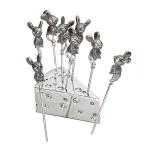 Heim Concept 8-Piece Silver Plated Metal Mouse Cheese Picks with Crystal Accents thumbnail 1