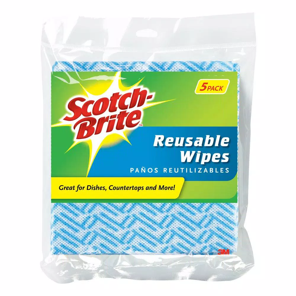 Scotch-Brite Blue Reusable Kitchen Wipes, 5 per Pack, Case of 12