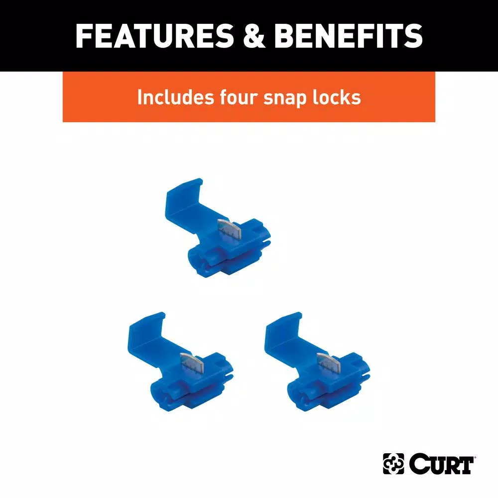 CURT 4-Way Flat Trailer Connector Socket with 60" Wires and Installation Hardware