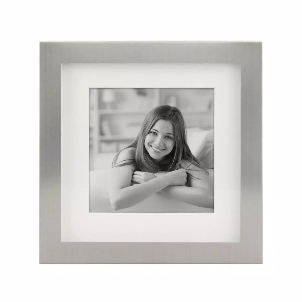 Stonebriar Collection Silver Metal Shadow Box Picture Frame Set, 5-Piece Gallery Wall Decor with White Mats