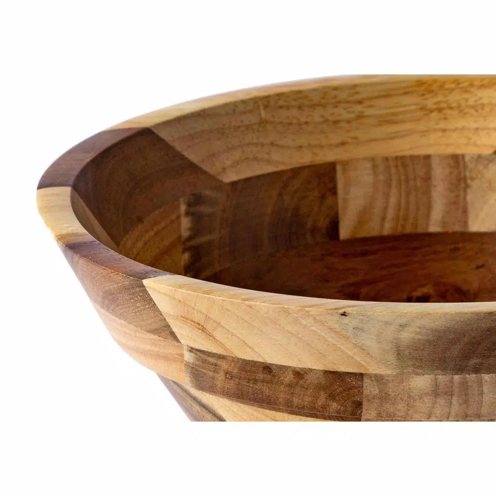 Casa Bellante 12 in. Rubberwood Serving Bowl, 100 fl. oz. Round Wooden Bowl