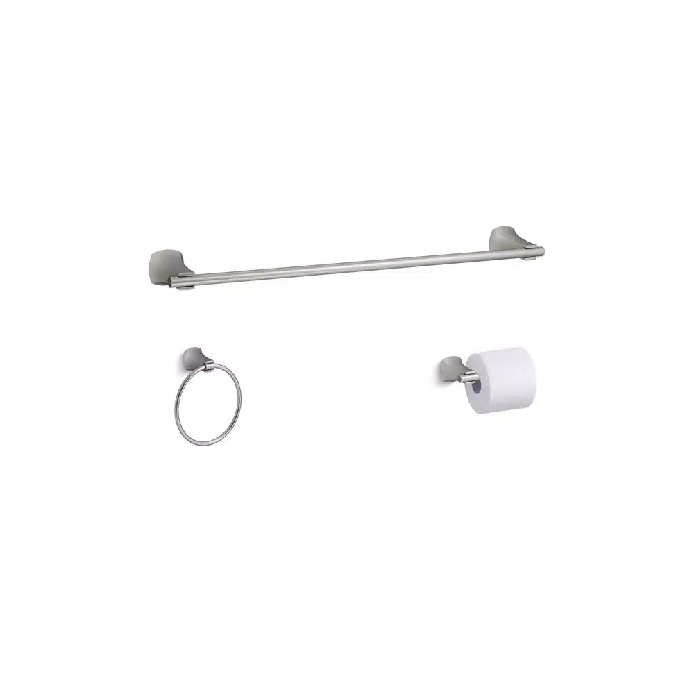 KOHLER Rubicon 3-Piece Bathroom Hardware Set, Vibrant Brushed Nickel