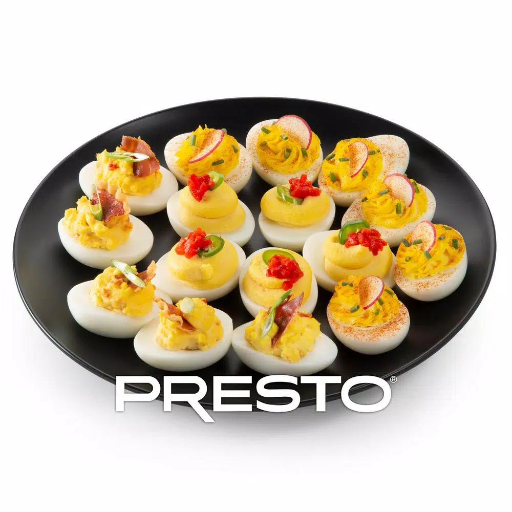 Presto 12-Egg Easy Store Electric Egg Cooker with Poaching Tray, Black
