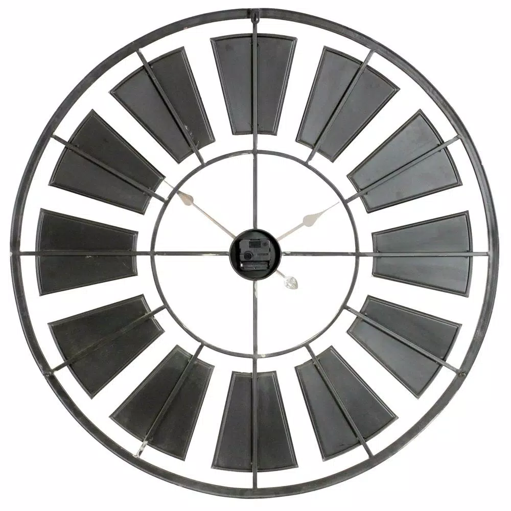 Aspire Home Accents Morgan Gray Oversized Iron Wall Clock - Distressed Farmhouse Style